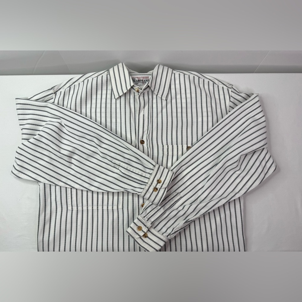 The Heartland Company White Striped Oversized Button Down Size Large - Picture 8 of 10